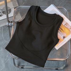 OOG Quick Dry Fabric Sports Bra Tank Top No-Clip Design Vest Style Quick Dry Vest Vest Style Mixed Fabric Integrated Vest Yoga Practice