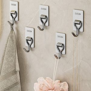 Multifunctional Coat Hang Tab Heavy Duty Wall Hooks 304 Stainless Steel Hook No Punch Required Bathroom Hook