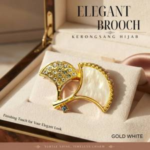 The Brooch Factory 1pc Kerongsang Bahu Daun Gingko Fashion Brooch Gingko Leaf Pin Tudung Hijab Muslimah B3558