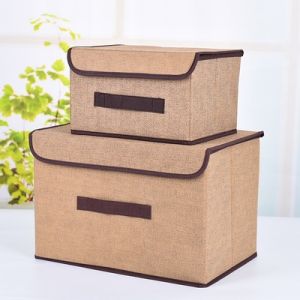 2in1 Plain Color Foldable Storage Box Organizer With Cover set sundries box dormitory clothes pants
