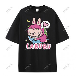 เสื้อยืดแฟชั่น Labubu Printed T shirt cotton100% เสื้อยืดโอเวอร์ไซส์ เสื้อยืดน่ารัก 68138#