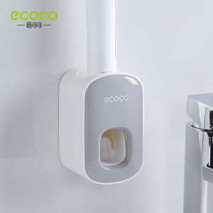 Ecoco Magnetic Adsorption Toothbrush Holder Toothpaste Dispenser Wall Mounted Mouthwash Cup Set Bathroom Accessories