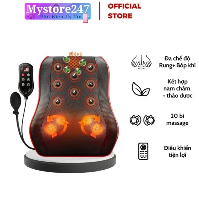 Gối Massage 20 Bi Cổ Vai Gáy Thế Hệ Mới Máy Massage Hồng Ngoại 20 Bi Cao Cấp hỗ trợ mát xa toàn thân tiện lợi ( Bảo Hành 12 Tháng )