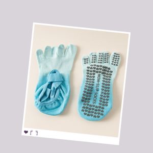 Kaos Kaki Wanita Yoga Pilates Anti Slip Kaos Kaki Senam Gym Dance Yoga Sock Kaos Kaki 5 Jari Olahraga Premium SCH93