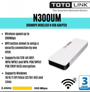 Totolink N300UM Wireless N 300mbps USB WiFi receiver