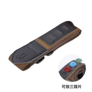 Adjustable Electric Guitar Strap with 3 Guitar Picks Holders PU Leather Ends Guitar Accessories