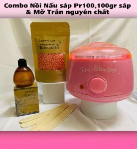 [FreeshipMAX] COMBO  NỔI NẤU SÁP WAX NÓNG PR100 KÈM 100GR SÁP VÀ MỠ TRĂN NGUYÊN CHẤT