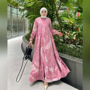 ORLAV DRESS GAMIS TWILL RAYON CANDI MEKAR GAMIS BATIK CAP PEKALONGAN