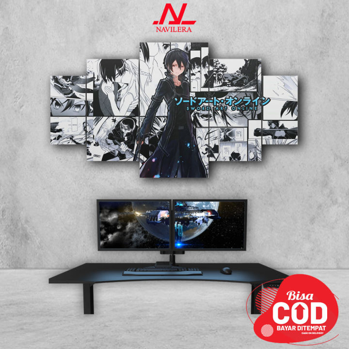 Pajangan Hiasan dinding Anime Sword Art Online Kirito 5pcs Poster