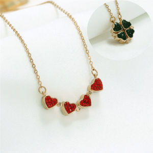 AE A versatile titanium steel four-leaf clover necklace for women summer niche design with a high-end light-luxury feel heart-shaped collarbone chain choker