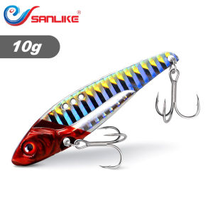 SANLIKE เหยื่อตกปลา 10G Vibrating ช้อนโลหะ Lure 3D ตา Spinner Balancer VIB Bionic เหยื่อ Sinking Jig ว่ายน้ำเต็มรูปแบบ
