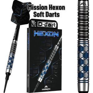 MISSION SOFT TIP DART - 18G HEXON Blue PVD 90% Tungsten Dart Set Original Electronic Darts