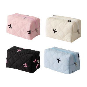 Thời trang Bowknot chần Túi trang điểm đồ sắp xếp son môi mỹ phẩm lưu trữ Pouch cho đi lại du lịch hoặc xã hội sự kiện