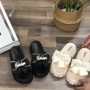 [Free Shipping] WomenS Summer Outdoor Slippers With Thick Soles Bow-Tie Strap Sandals WomenS Outdoor Flat Slippers