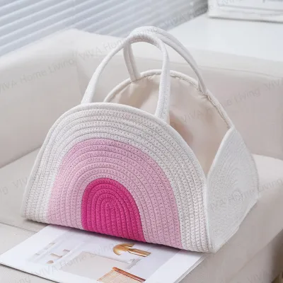 Baby Diaper Caddy OrganizerNewborn Essentials OrganizerWoven Cotton Rope Diaper Caddy Basket