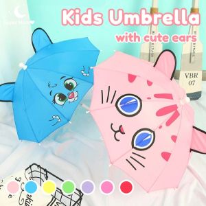 Kids Cartoon Umbrella: A Cute 3D Animal Ear Long-Handled Umbrella for Boys & Girls