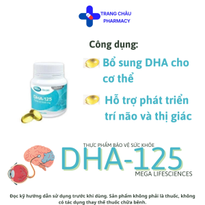 Viên dầu cá ngừ DHA-125 hỗ trợ phát triển não bộ và thị giác (Chai 30 viên)-MEGA