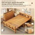 Solid Wooden Foldable Bed Single Bed Frame Indoor Bamboo Furniture 200*60cm Household Simple Double Solid Wood Frame Reinforced Bed. 