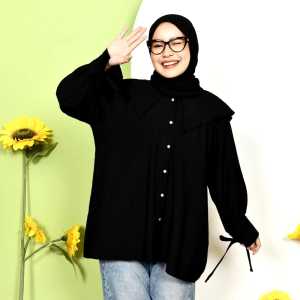 Kima Blouse Collar Polo Linen Busui Korean Style Otdd