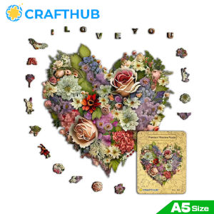 Crafthub Blooming Heart - Beautiful Flower Portrait Display | thicker and high quality wooden jigsaw puzzle board games | A3 size with 127 jigsaw pieces