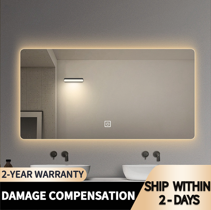 LED bathroom mirror rectangular frameless wall mounted intelligent