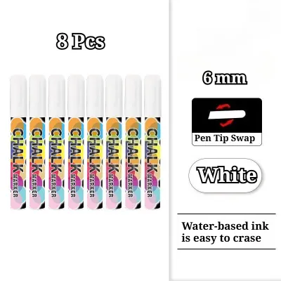 Acrylic Marker Set 8Pcs Non Toxic Liquid Chalk Christmas DIY Graffiti Marker Pens Advertising Pen Blackboard Graffiti Pen(3/6/10mm）