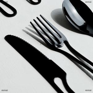 remai 304 thép không gỉ thiết lập dao kéo đen Flatware phương Tây món tráng miệng dĩa thìa bít tết dao bánh muỗng dao nĩa muỗng đặt