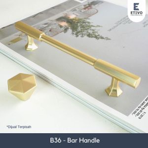 Etivo B36 Tarikan Laci Gagang Pintu Lemari Emas / Hitam Segi 6 Kenop Hexagon Modern Premium