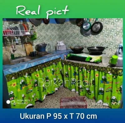 Gorden kolong dapur / Gordeng kolong meja dapur / Gorden dapur bawah kompor 1 set plus tali terbaru