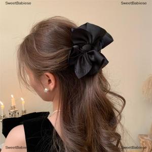 [COD] SweetBabiese New Pháp Đen Bowknot Tóc Móng Vuốt Lớn Cá Mập Clip Cô Gái Bow Grab Clip Cho Phụ Nữ Ngọt Ngào Mũ Nón Phụ Kiện Tóc