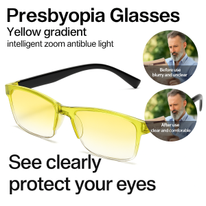 Smart Zoom Anti-blue Light Gradient Reading Glasses Fashionable HD Presbyopic Glasses Auto Adjustment Anti Blue Light HD Lens Eye Protection Presbyopia Glasses
