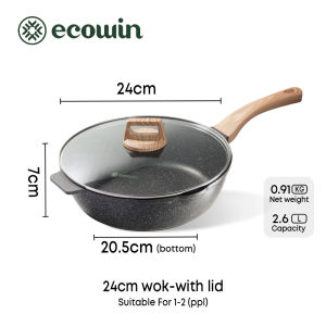 Ecowin Maifan กระทะก้นลึก 24/28/30/32cm การเคลือบหินทางการแพทย์ ไม่ติดกระทะ ใช้ได้กับเตาแก๊สและเตาแม่เหล็กไฟฟ้าทุกชนิด