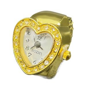 JPTD Mini Rings Jewelry Clock Heart Shape Vintage Finger Watch Ring Fashion Jewelry Retro Valentines Day Gift Couple