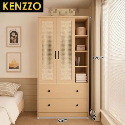 Almari Baju + Laci Moden Minimalis | Wardrobe Storage Cabinet with Rak & Drawer - Meiji - KENZZO