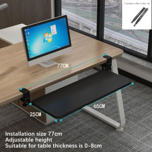 Punch-free Large Keyboard TrayErgonomic Clamp Mount Under Desk Mount Slide Tray with Slide-Out Platform Computer Drawer for Typing and Mouse Work