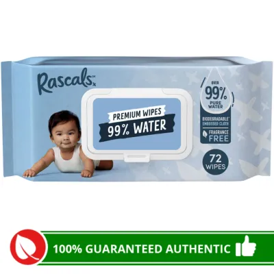 Rascals 99% Water Premium Wipes 72 Pack