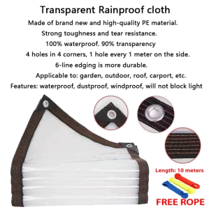 Transparent Trapal Waterproof Tarpaulin Garden Rainproof Garden Plant Outdoor Transparent Waterproof Cloth Makapal transparent Trapal waterproof oilcloth outdoor sunshade tarpaulin with eyelets