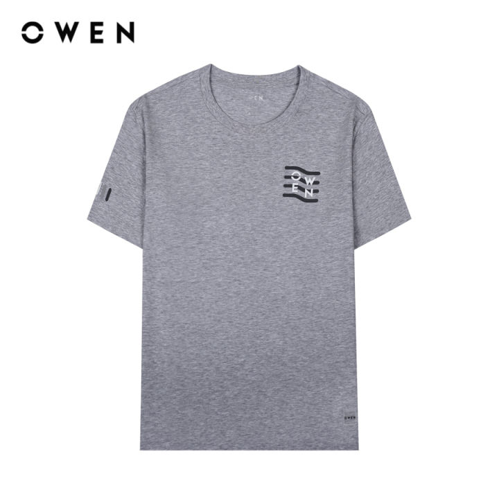 OWEN - Áo thun nam Tshirt ngắn tay Body Fit TSN233247 màu Ghi chất liệu COTTON MODAL