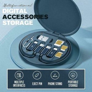 EXMI Set Kabel Charger 5in1 60W Fast Charger USB Type C Micro USB Lightning Multifungsi Universal Android&Ios with Case 60W