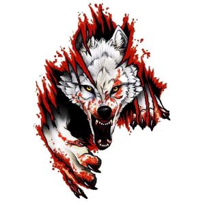 DSFDF Waterproof Personality Car Door Scratch blocking Decorative Stickers Truck Motorcycle Decal Car Body Decoration Wolf Head Car Sticker 3D Realistic Sticker