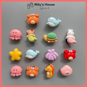 [GIÁ TỐT GIẢM THÊM 10%]Set 14 Jibbitz Sticker Charm 3D chủ đề sinh vật biển DIY nhựa cứng gắn Dép Crocs Cross Dép Sục Cá Sấu MayTo
