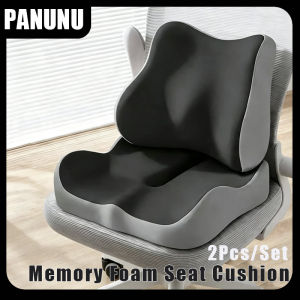 Memory Foam Car Seat Cushion Lumbar Support Set Universal for Office Chair Wheelchair Relieve