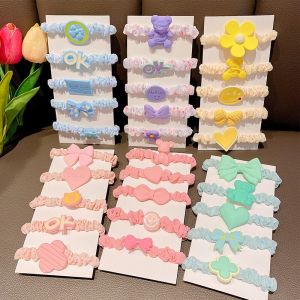 YOKI CSRH223 5pcs/card Children Cute Cartoon Hair Tie Girl High Elastic Ponytail Rubber Band Hair Accessories