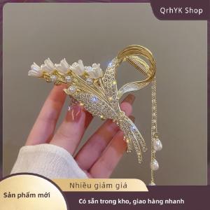 Hàng có sẵn✨ Rhinestone ngọc trai tua tóc móng vuốt hoa tóc clip kẹp tóc cho phụ nữ thanh lịch Kiểu tóc đuôi ngựa thời trang phụ kiện tóc