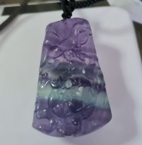 Purplish Greenish Fluorite Flower Blossom Necklace
