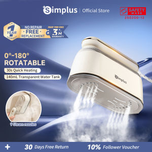 Simplus Steam Iron 1000W Dry & Steam Dual Use 180° Rotatable Handle Compact Portable Non-Stick Soleplate