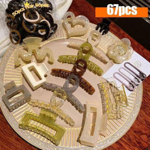 🍓Strawberry.thai🍓 กิ๊บติดผม ชุดกิ๊บติดผม+ยางรัดผม สไตล์คลาสสิก มีหลายทรง มีหลายขนาด 67ชิ้น/แพ็ค