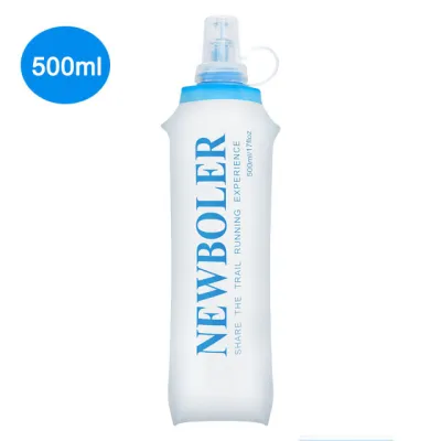 NEWBOLER 150ml 250ml 500ml 750ml Soft Flask TPU Silicone Foldable Water Bottle For Outdoor Sports Traveling Running Jogging Fitness Portable Soft Bottle