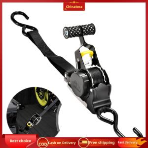 [Chinatera Malll] 2Pcs Ratchet Tie Down Straps Maximum Load 680KG Retractable Ratchet Straps with Hook Automatic Shrink Tensioner 3.3M for Luggage