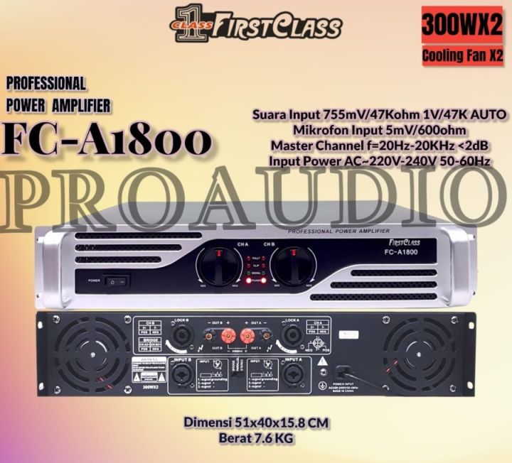 POWER AMPLIFIER FIRSTCLASS FC A1800 FC A 1800 FCA1800 ORI FIRST CLASS